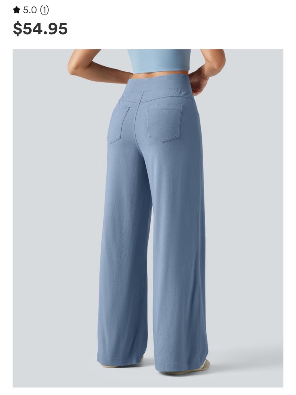 HALARA Wide-Leg Ultra-Stretch Linen Pants in Light Blue - Picture 2 of 4